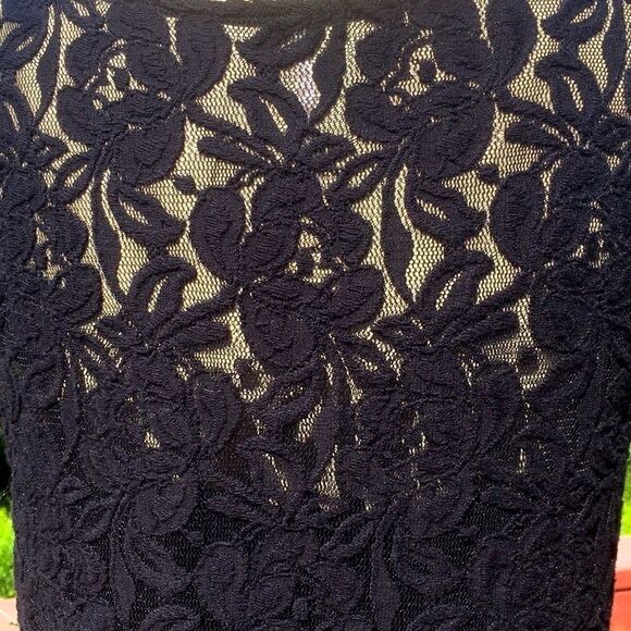 Free People Dress Sleeveless full lace lined black sheer stretch mini or tunic M - Picture 9 of 11